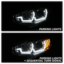 Cargar imagen en el visor de la galería, Spyder 16-18 Honda Civic 4Dr w/LED Seq Turn Sig Lights Proj Headlight - Chrome - PRO-YD-HC16-SEQ-C