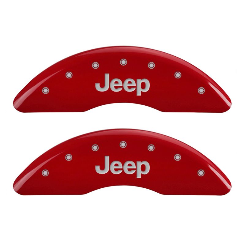 MGP 4 Caliper Covers Engraved Front & Rear JEEP Red finish silver ch